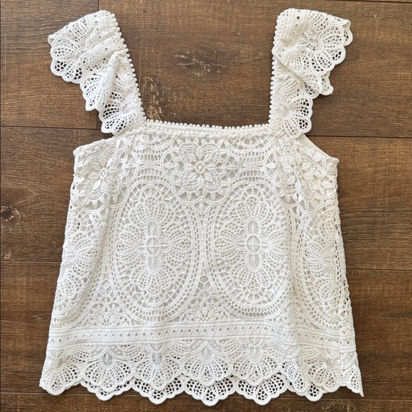 Sezane Edith Blouse 34 Ecru XS eyelet cami tank - Picture 5 of 10